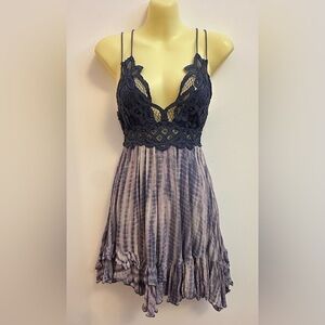 FP One Navy and Lavender Tie Dye Minidress